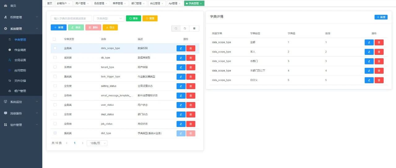 一款基于 .NET 8 + Vue 开源的、企业级中后台权限管理系统