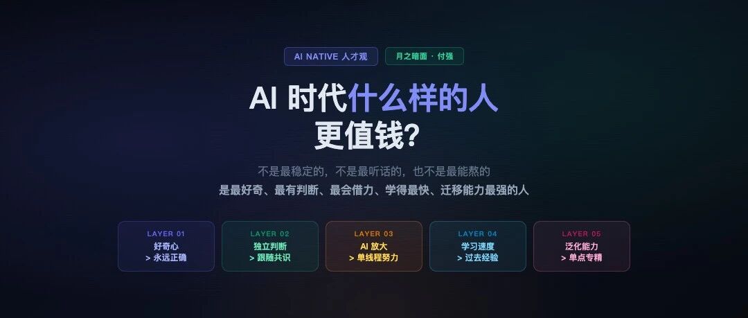月之暗面付强：AI 时代什么样的人更值钱？这 5 层模型说到心坎里了