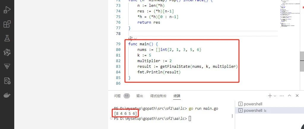 2025-04-02：K 次乘运算后的最终数组Ⅱ。用go语言，给定一个整数数组 nums，以及两个整数 k 和 multipli