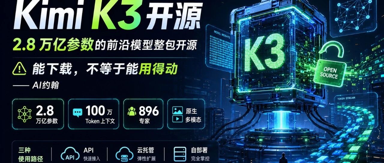 Kimi K3 开源了！全球首个近3万亿参数开源模型！