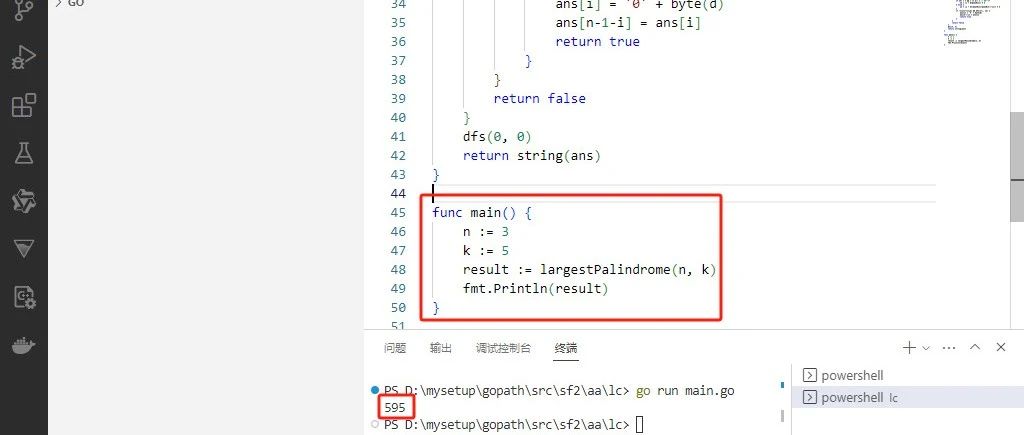 2025-03-29：找出最大的 N 位 K 回文数。用go语言，给定两个正整数 n 和 k。 一个正整数 x 被称为 k 回文