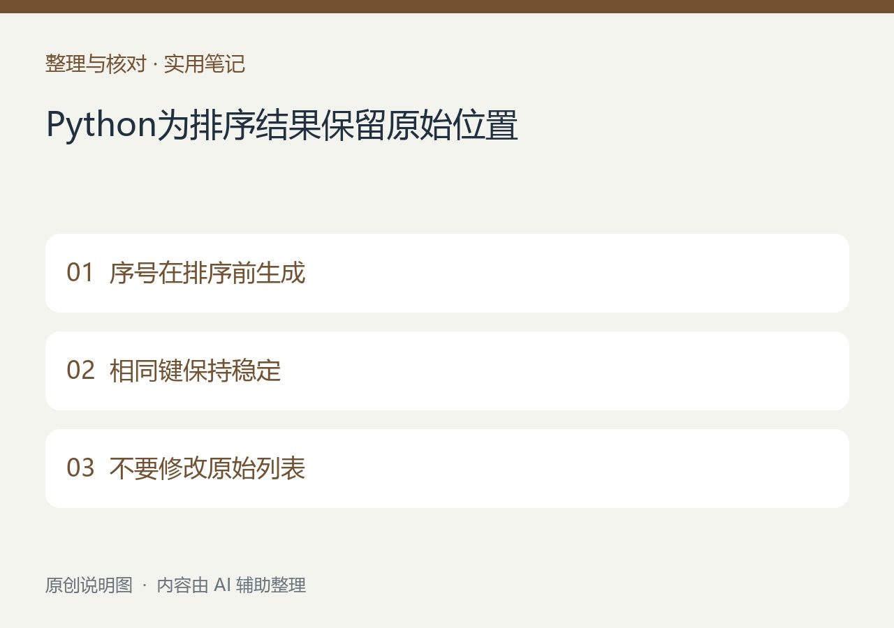 Python为排序结果保留原始位置