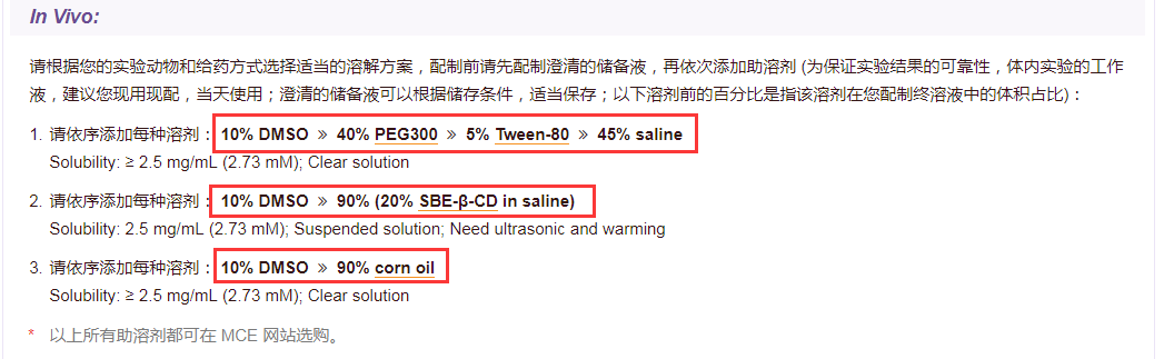 图2. MCE 动物实验溶解方式推荐