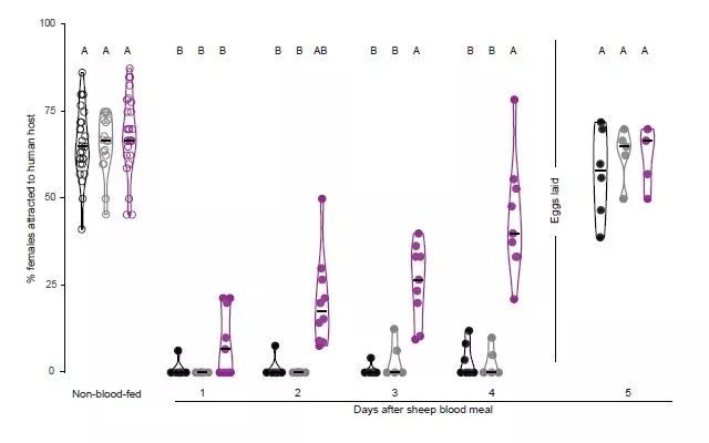 Figure 5. NPYLR7 突变后蚊子行为变化