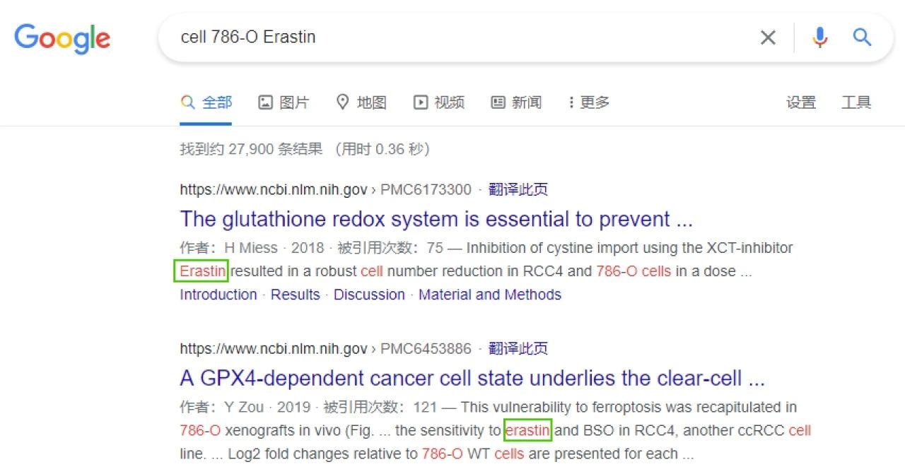 图 1. 关键字搜索相关文献