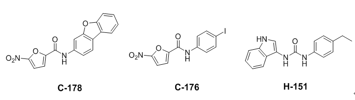 图1.STING 共价抑制剂的结构式 （图片来源：Nature）