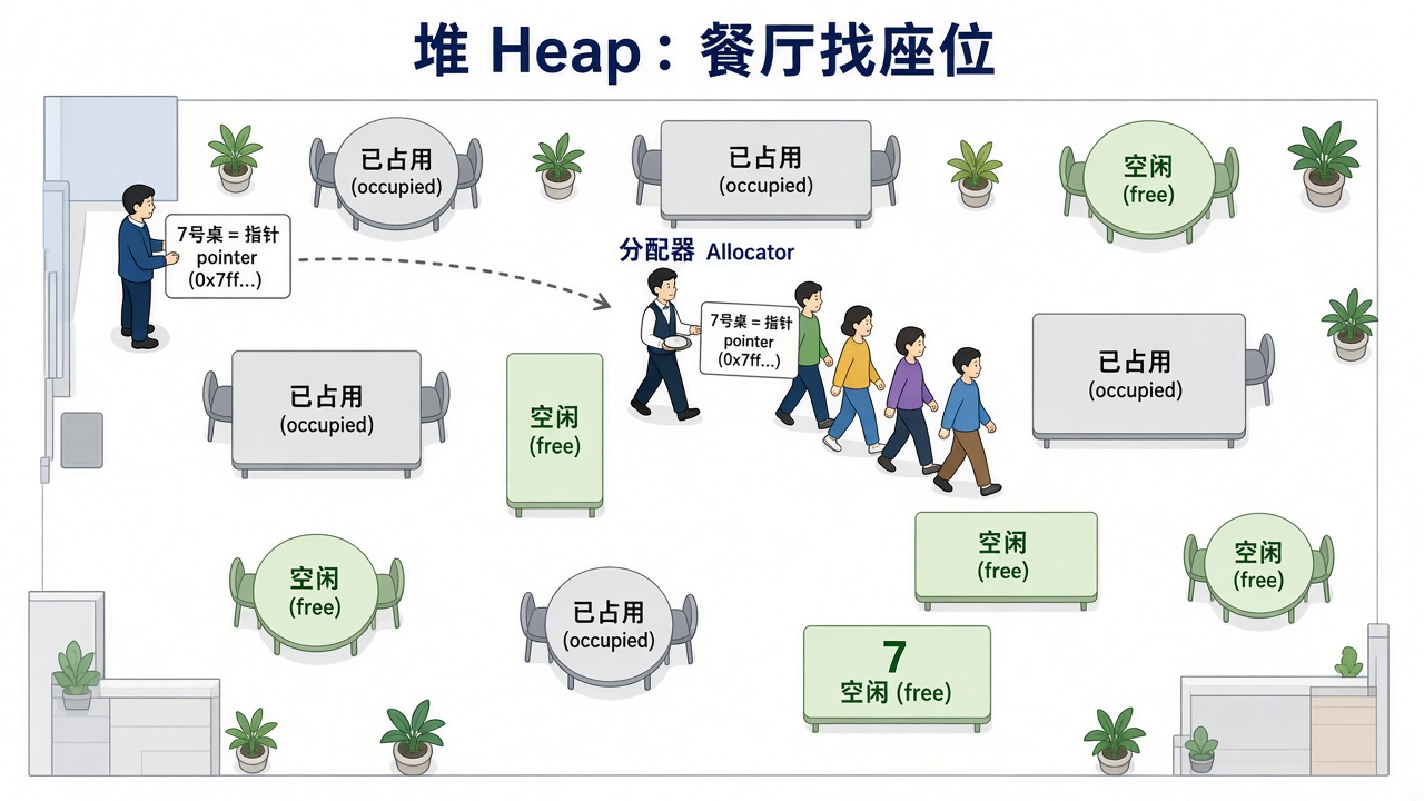 堆：餐厅找座位