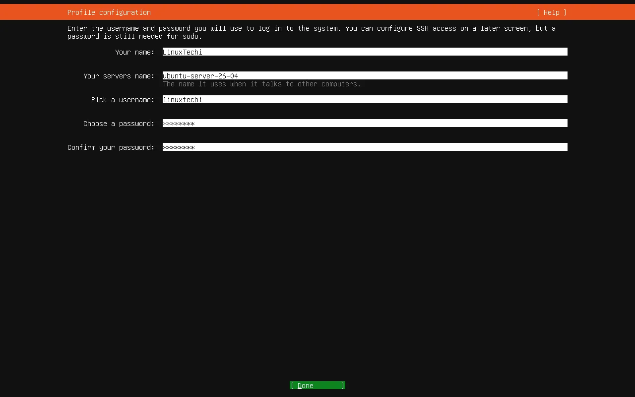 主机名 本地用户 Ubuntu 服务器 26.04