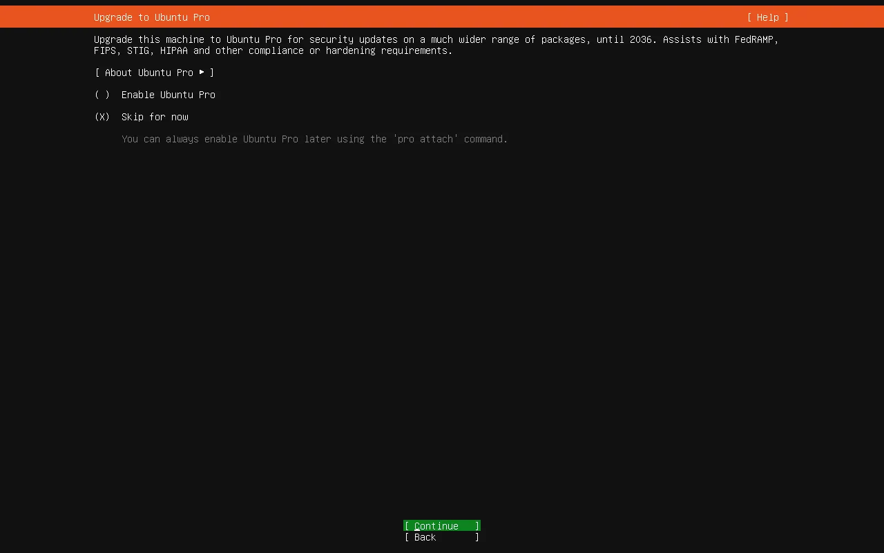 安装 Ubuntu Server 26.04 时跳过 Ubuntu Pro