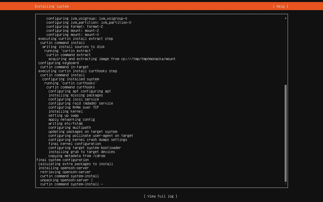 安装 Ubuntu Server 26.04 进度