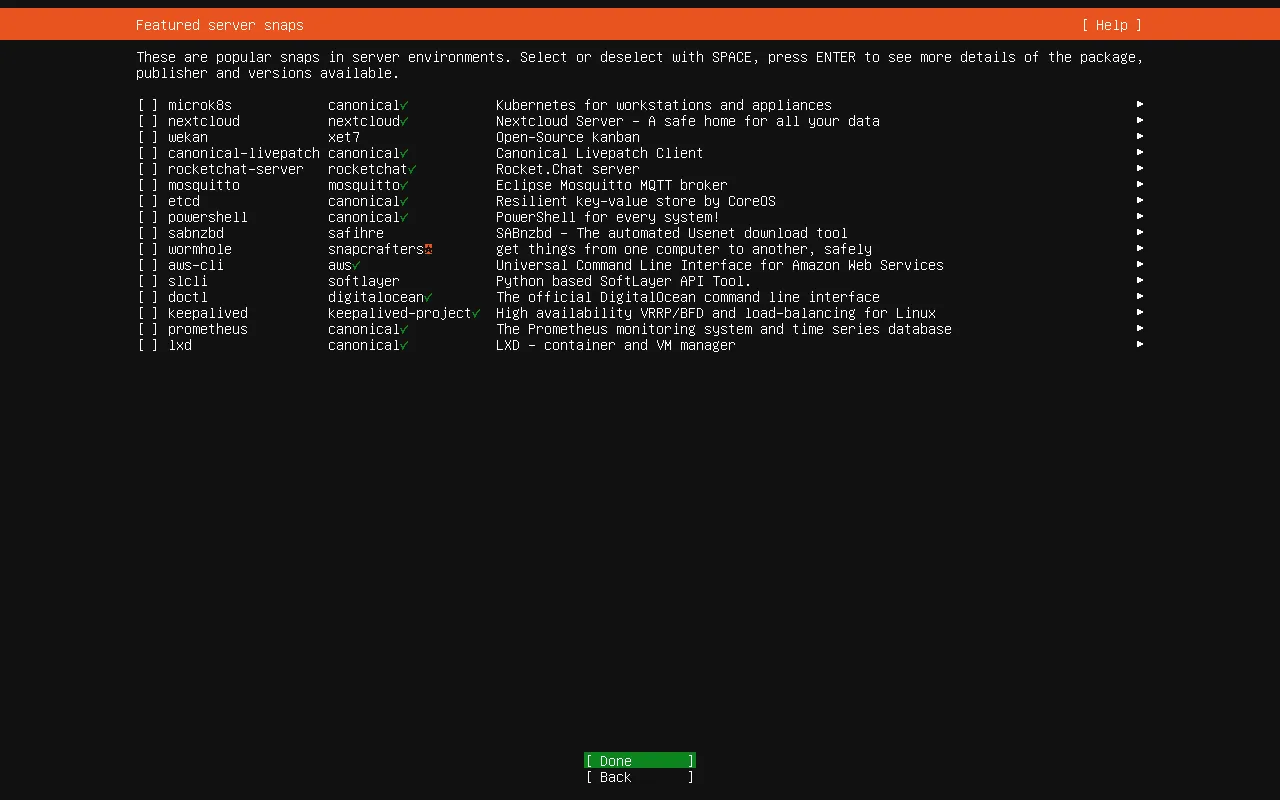 Ubuntu Server 26.04 安装过程中需要添加的其他软件