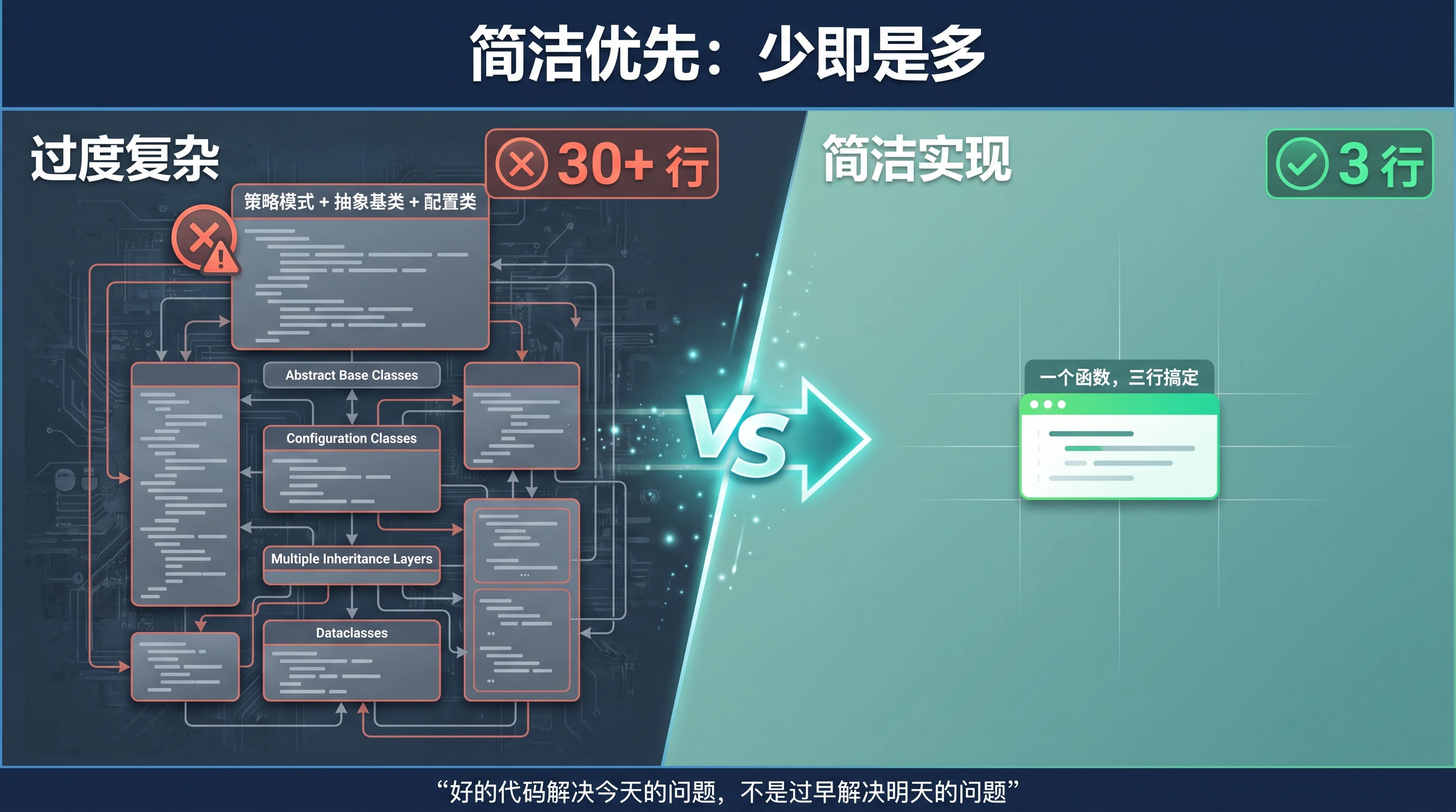 过度复杂 vs 简洁实现：代码量对比