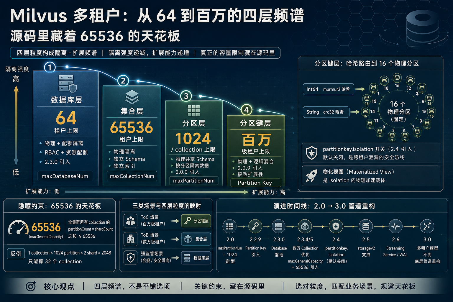 Milvus 多租户四层频谱与隐藏约束