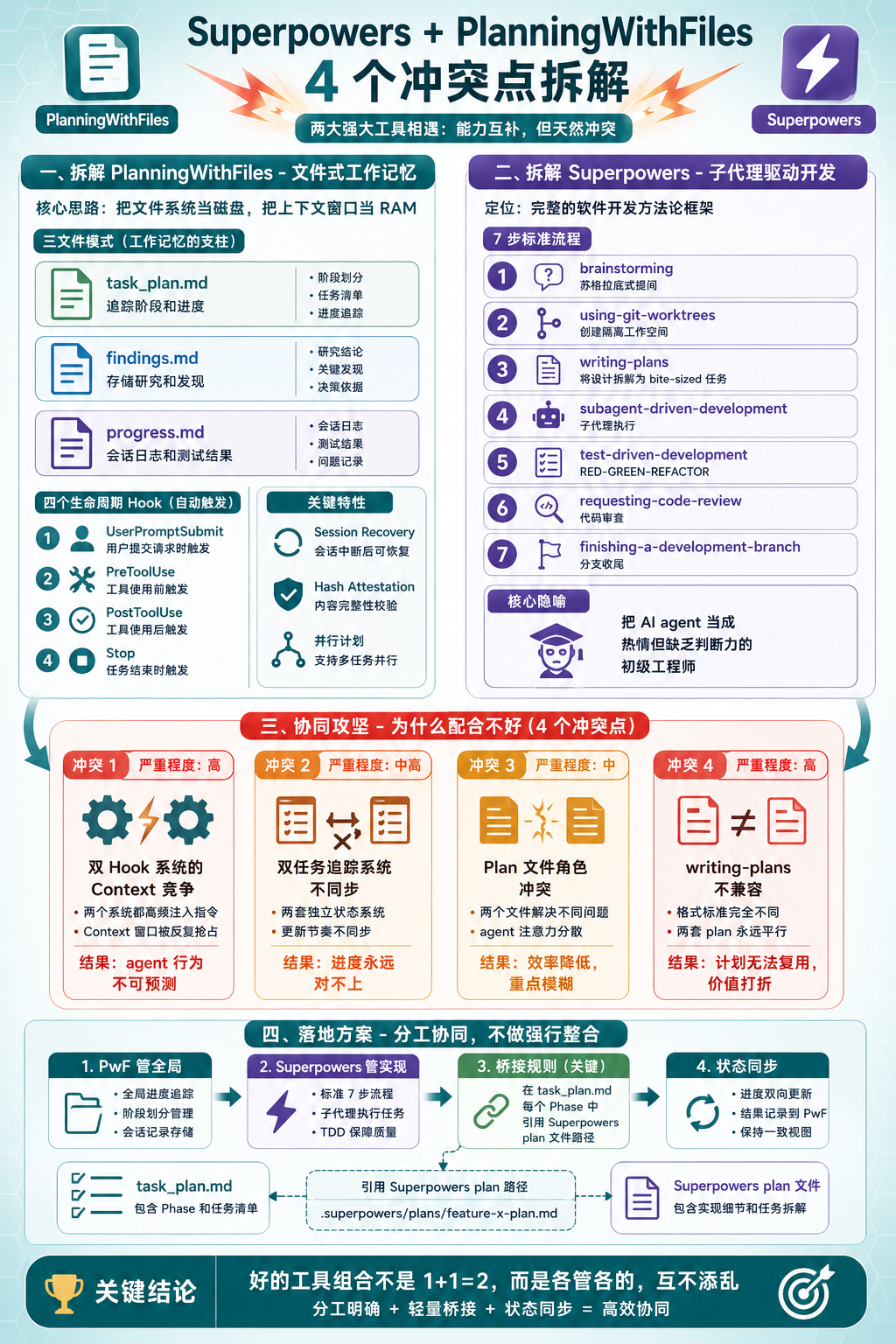 封面图：Superpowers 和 PlanningWithFiles 双系统碰撞