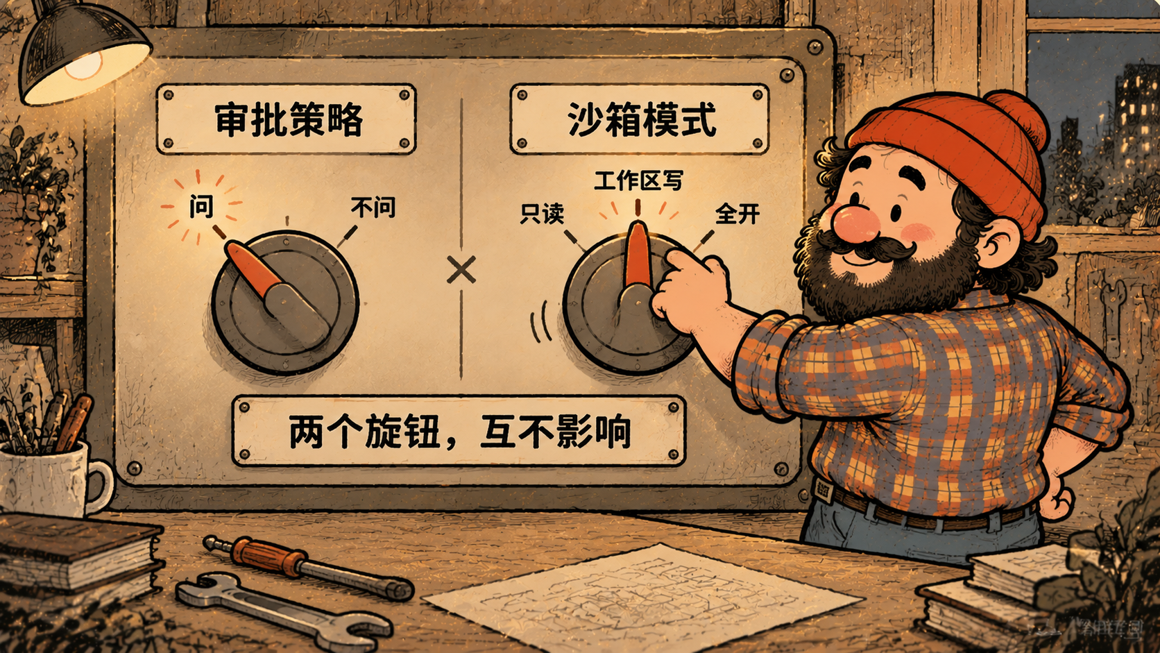 审批策略与沙箱模式,两个正交的旋钮