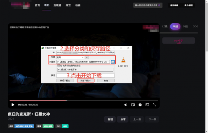 填写下载信息并开始下载