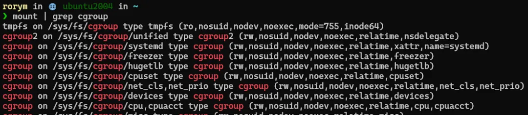 cgroup 挂载列表 - Ubuntu 20.04