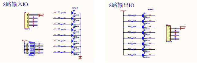 16位数字量IO（图片来源：FCE1353与STM32F407应用开发板原理图）