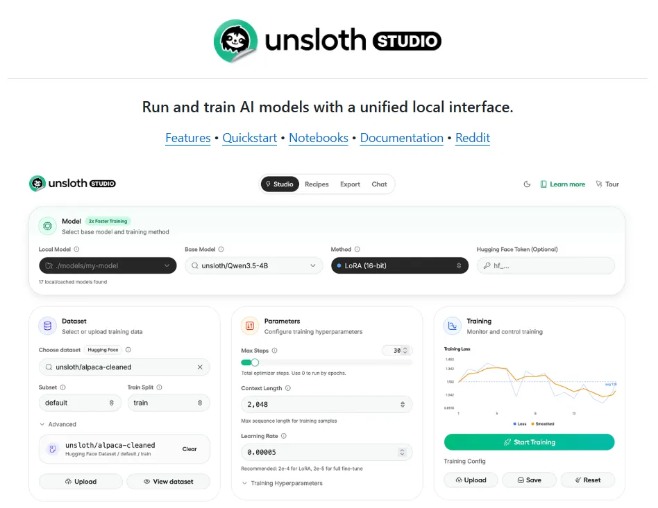 图片来源于Unsloth Studio官方