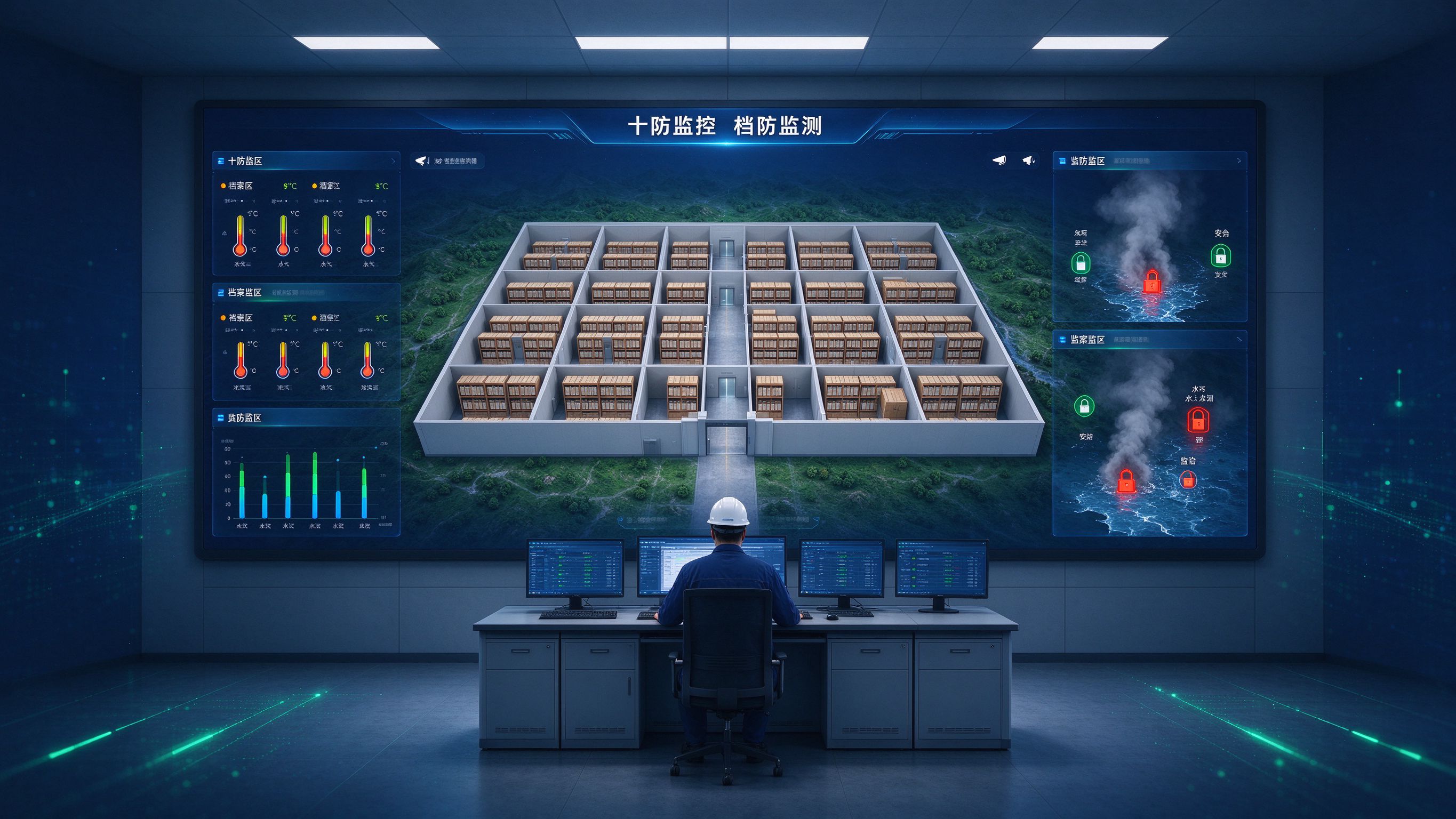 档案库房十防监测数字孪生大屏