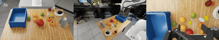 Sequence of robot actions highlighting multiple failure events during a task that ultimately succeeds.