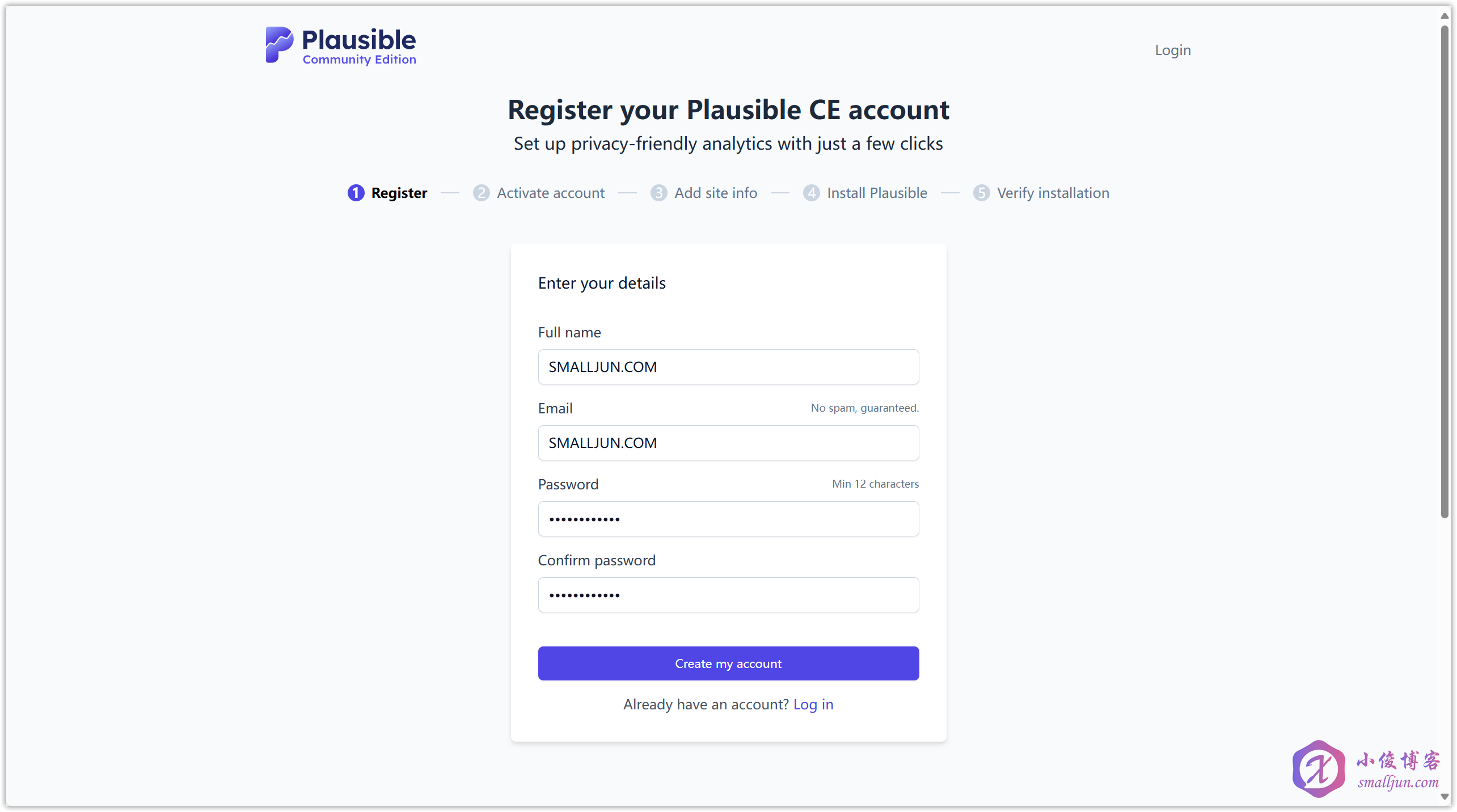 图片[1]-【实用的开源项目】使用服务器部署Plausible Analytics，一款完全符合国际隐私法规的轻量网站统计程序-小俊博客