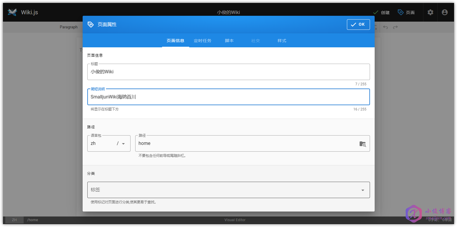 部署Wiki.js-自定义页面属性.png