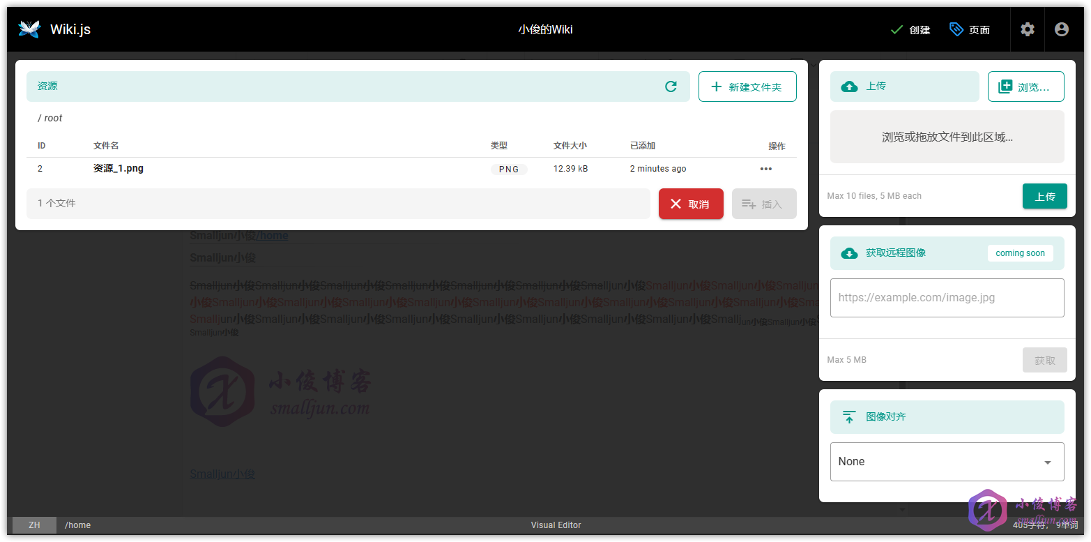 Wiki.js-自带可视化编辑器的图片上传页.png