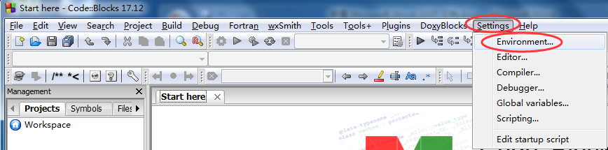 选择 “Settings --> Environmen”
