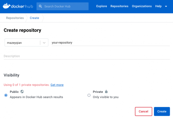 Docker Hub Create Repository