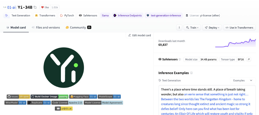HuggingFace 社区中的 34B 模型