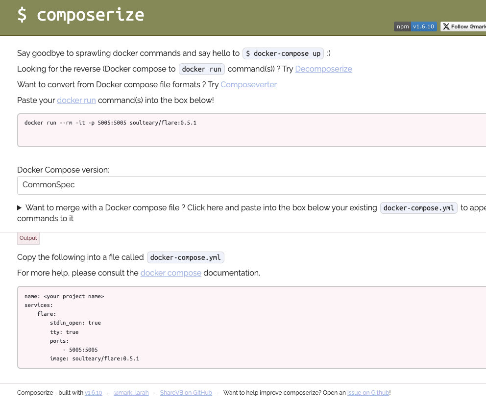 使用工具转换 Docker 命令为 Compose 配置