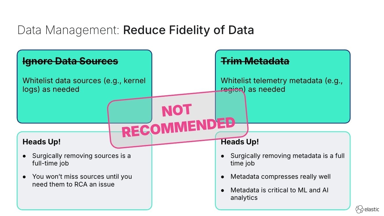Data Management: Reduce fidelity of data