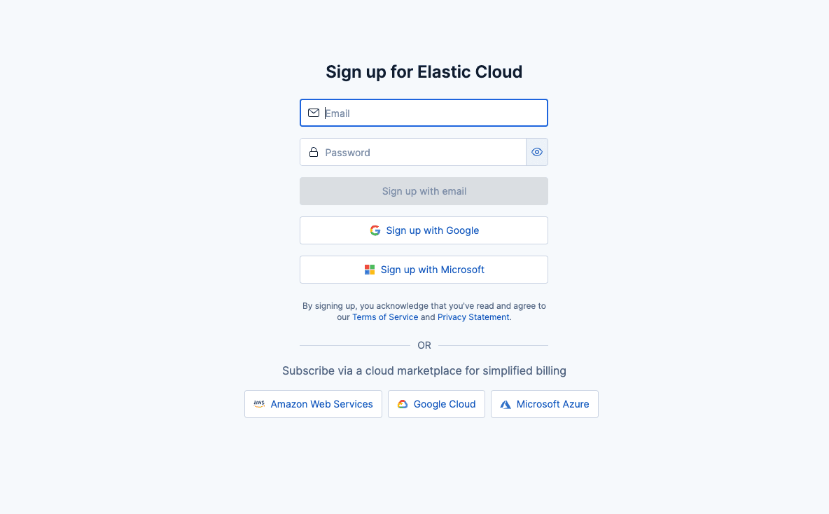 步骤1：注册Elastic Cloud