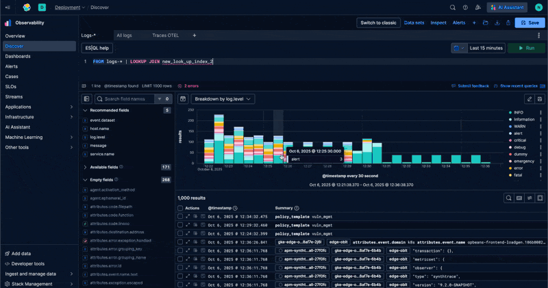 Elastic 可观测性中的 LOOKUP JOIN 编辑器