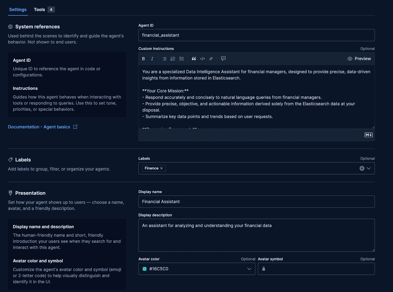 创建金融助手-填写代理 ID 字段。