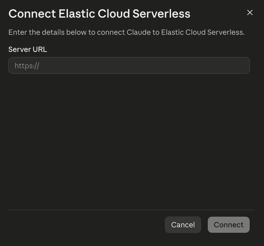 首个发布的 MCP 连接器设置表单仅提示输入服务器 URL，没有 OAuth client ID 或 secret 字段
