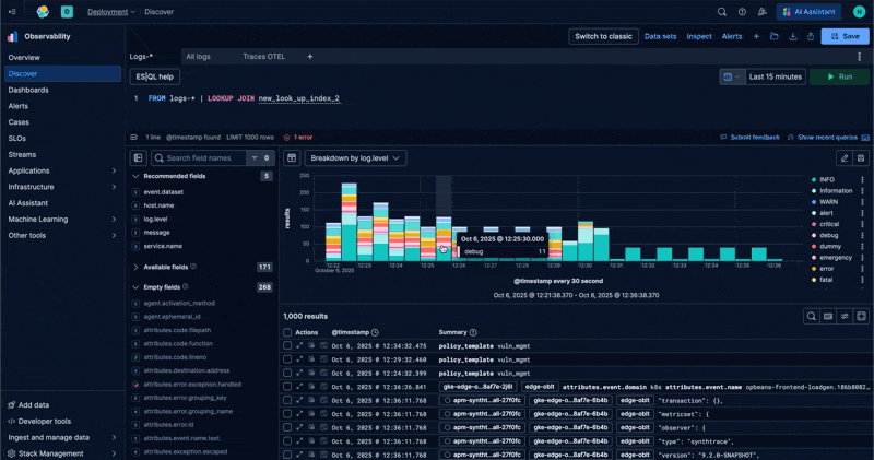 Elastic 可观测性中的 Discover 标签