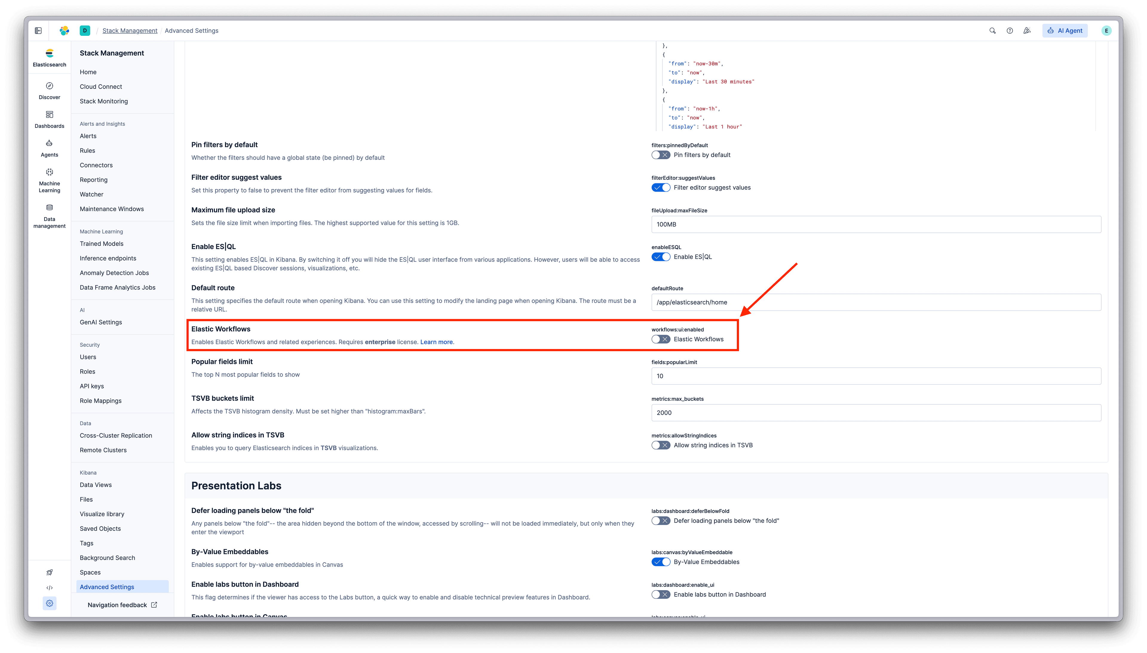 启用 Elastic Workflows