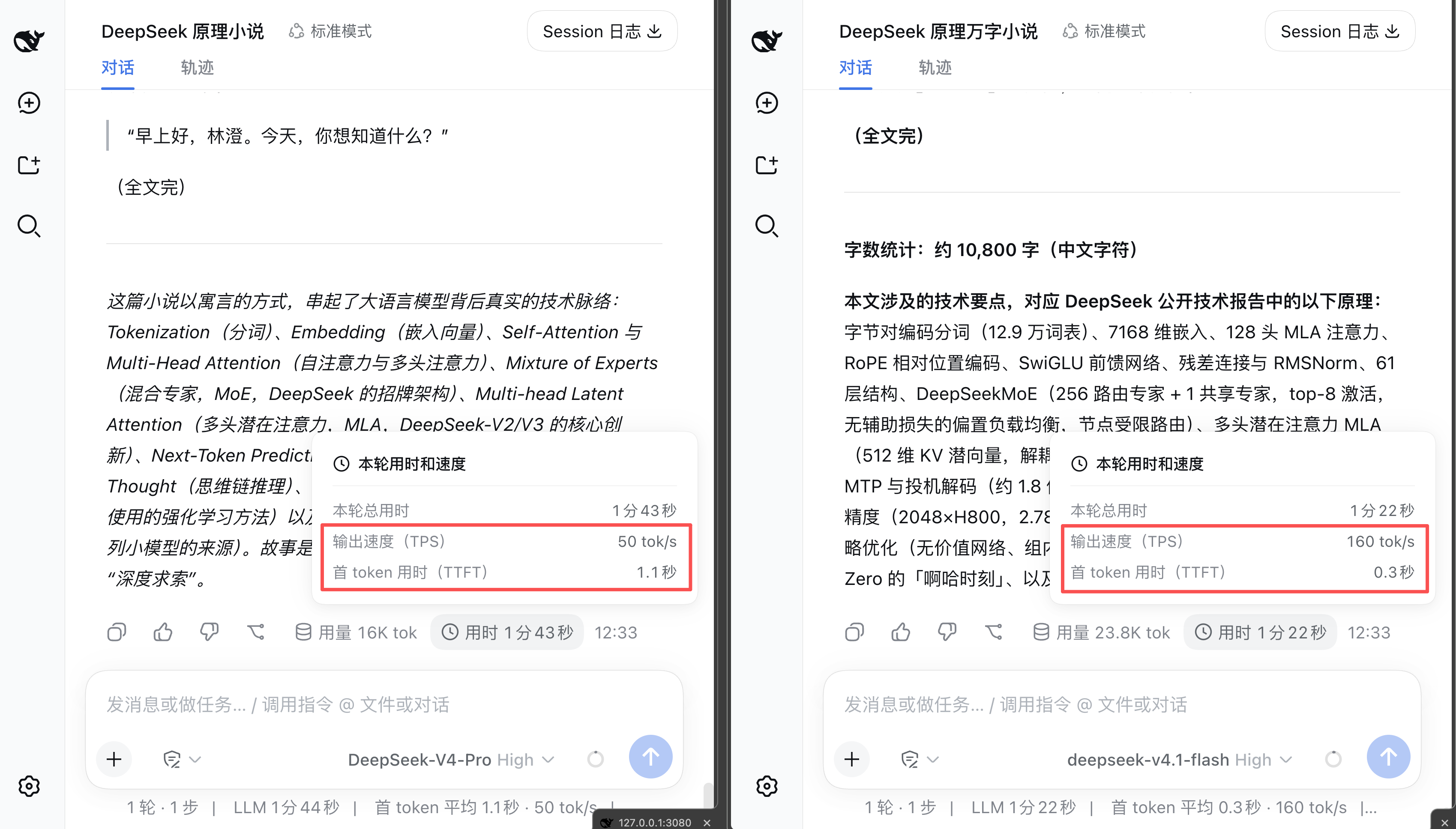 输出速度对比