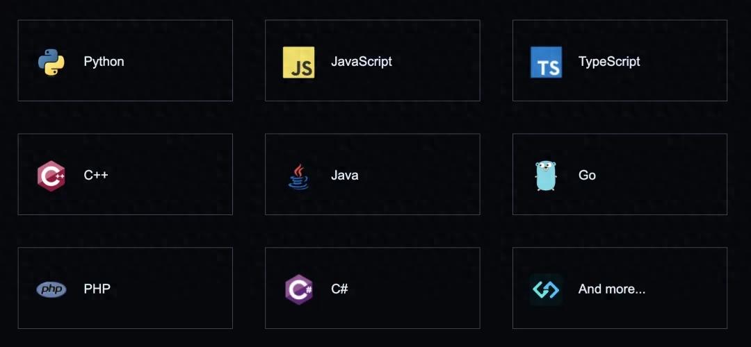 Codegeex官网显示支持的语言