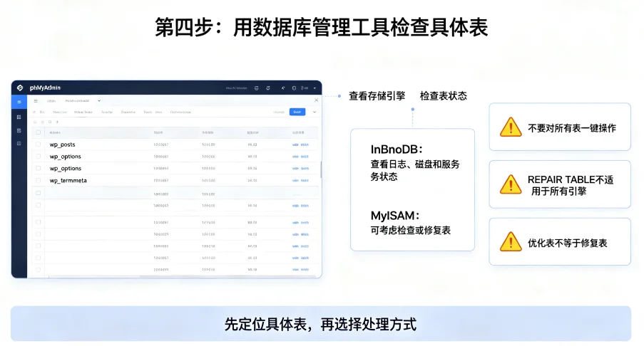 WordPress 数据库表损坏怎么办?先备份,再按步骤排查