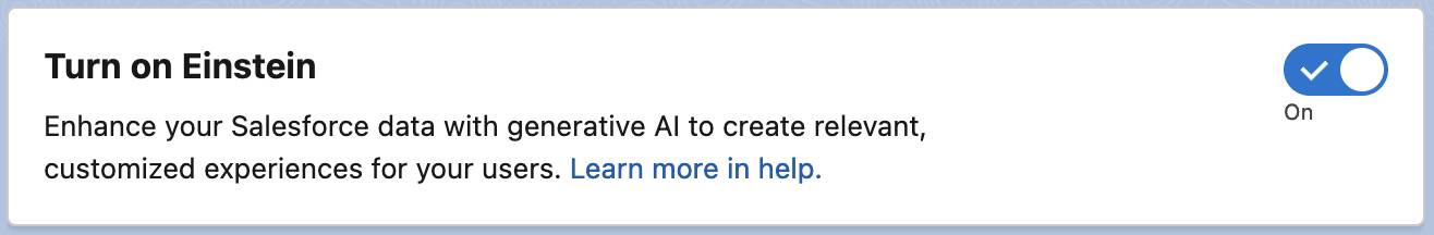The Turn on Einstein setting has an On-Off toggle.