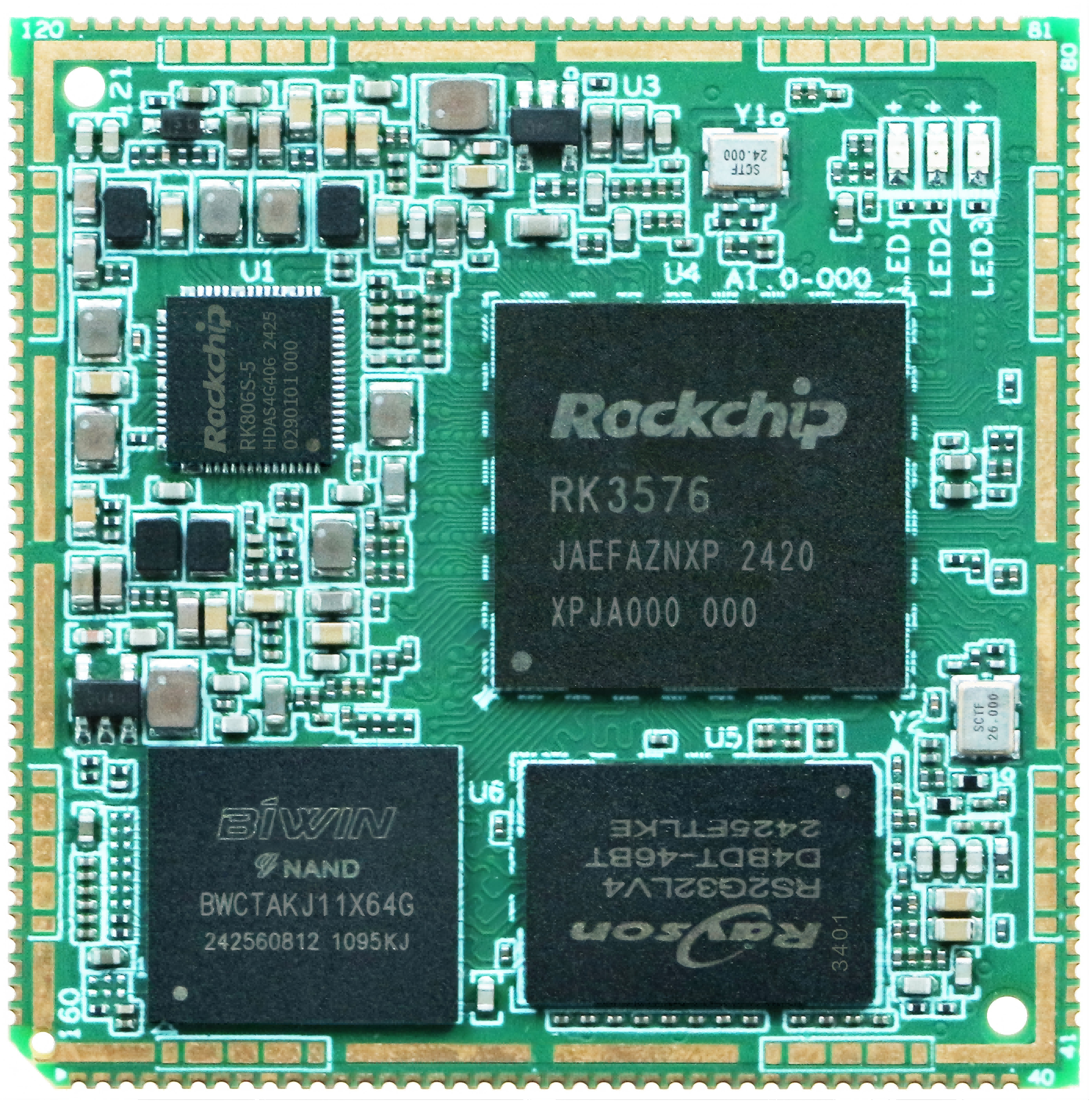 瑞芯微RK3576，8核2.2GHz+6T算力NPU工业核心板规格书