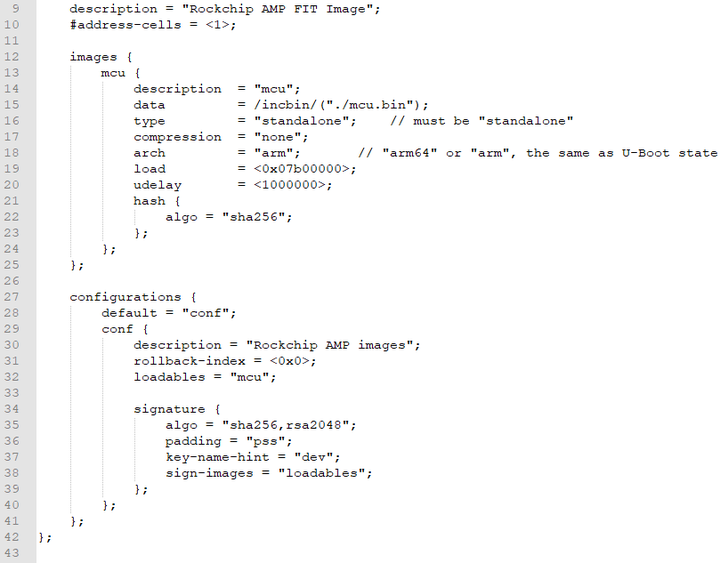 图 31 Baremetal/RT-Thread(RTOS)程序配置文件amp.its