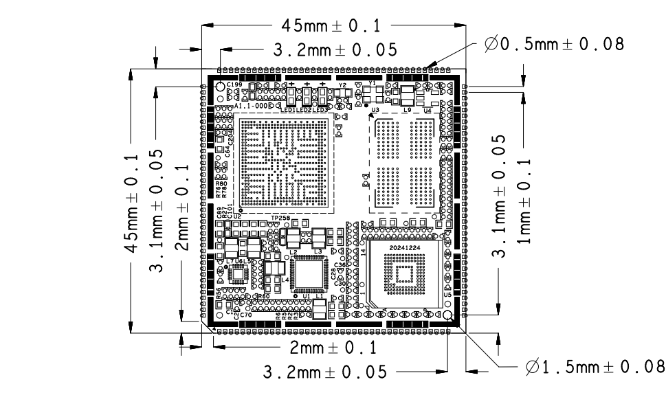 图 8 核心板机械尺寸图