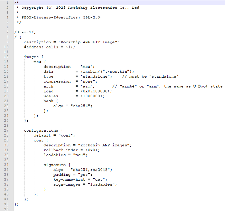 图 60 Baremetal/RT-Thread程序配置文件amp.its
