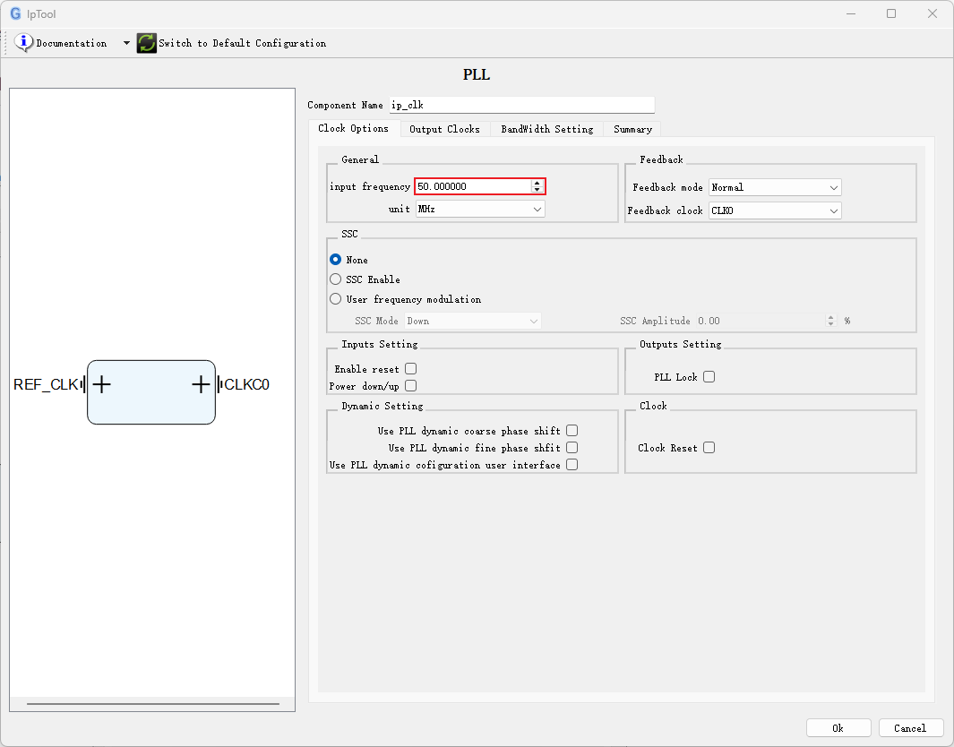 图 53 PLL IP核配置