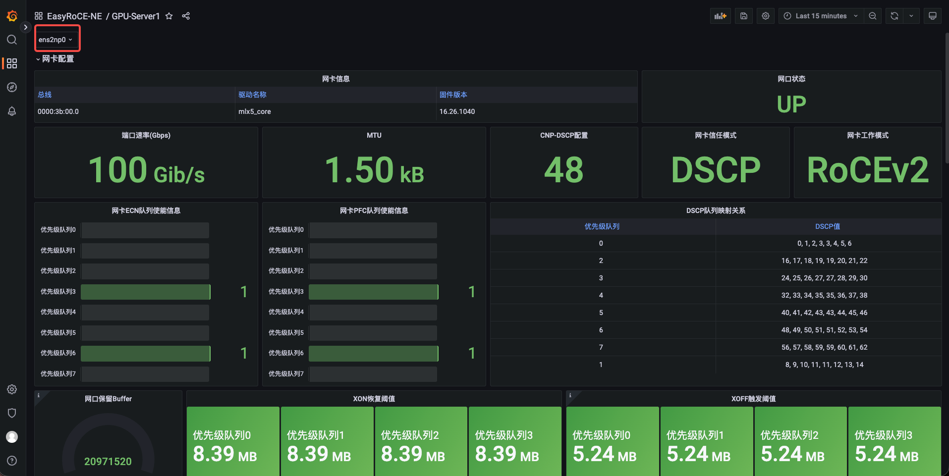 NE网卡详细信息展示