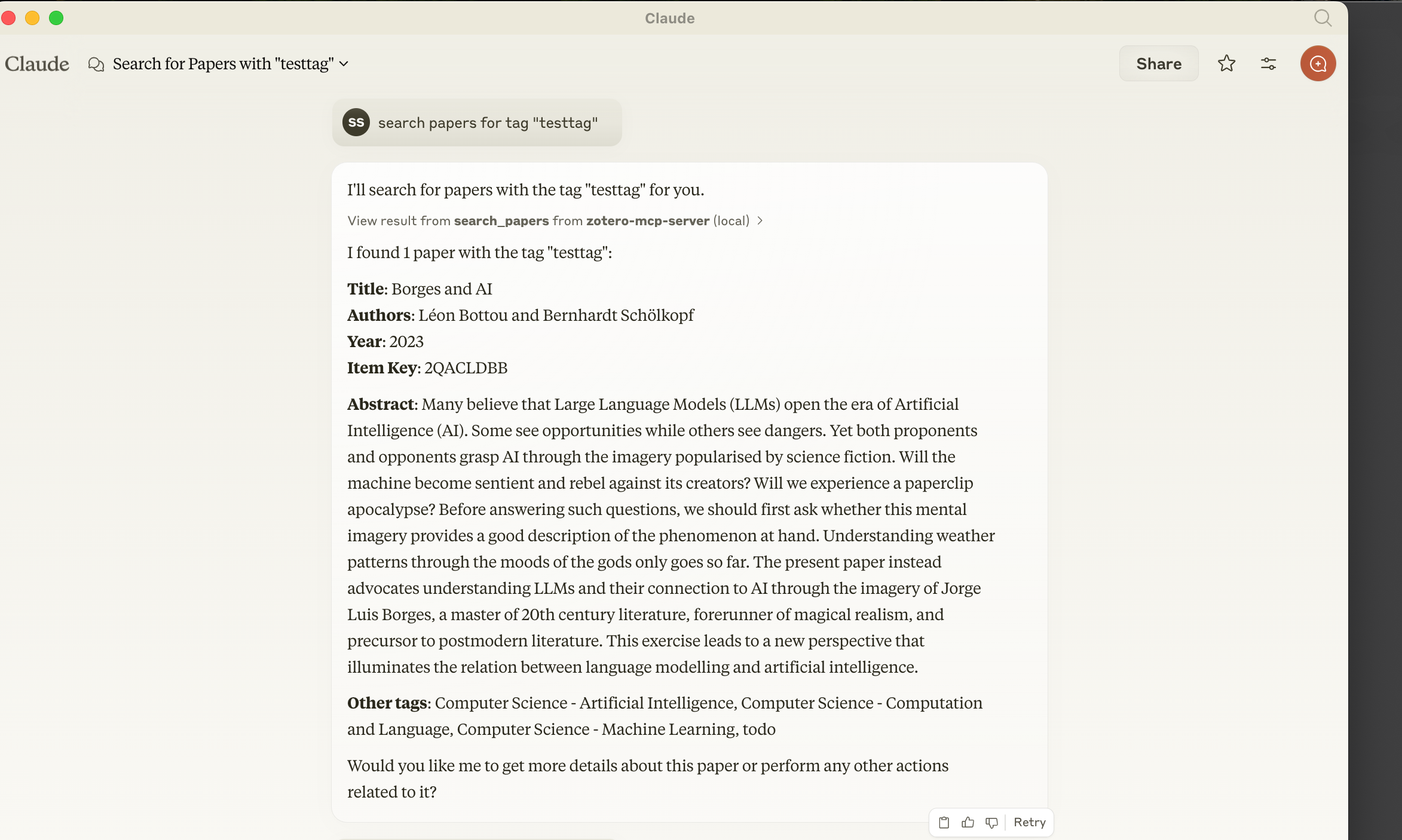 Zotero MCP 服务器示例